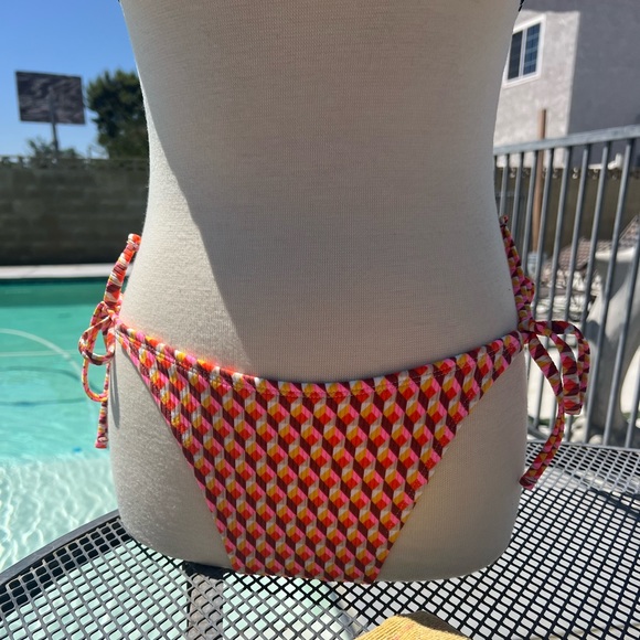 🧡Women's Ribbed Side-Tie Scoop Front High Leg Extra Cheeky Bikini Bottom only - Picture 5 of 16